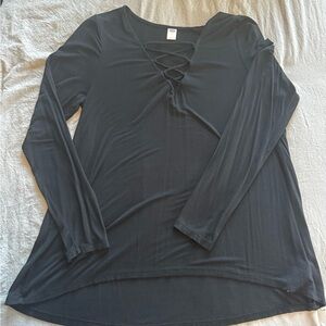 Old Navy Black Crisscross Long Sleeve Top